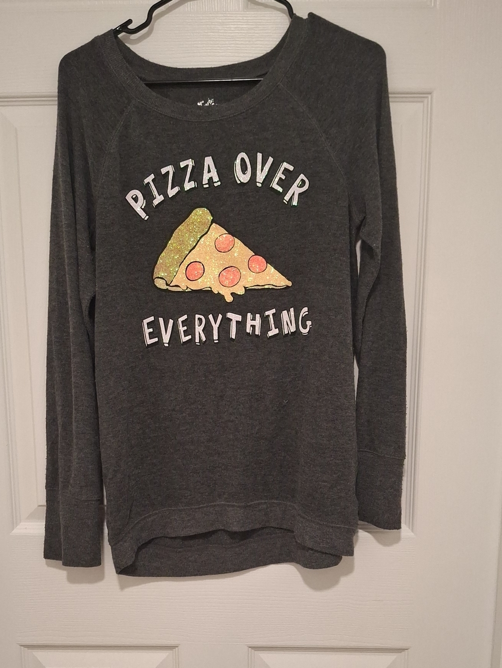 Pizza Over Everything Charcoal Light Weight Women's shirt.